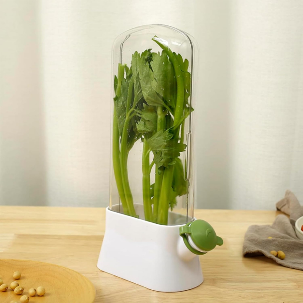 Herb Storage Container, Water Filling System, Easy to Use, 27x16 cm, White