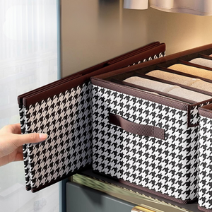 Clothes Storage Box, Compartmented, Closing Lid, Textile Material 