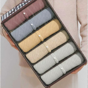 Clothes Storage Box, Compartmented, Closing Lid, Textile Material 