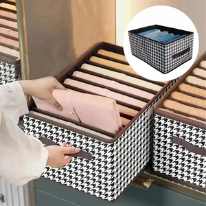 Clothes Storage Box, Compartmented, Closing Lid, Textile Material 
