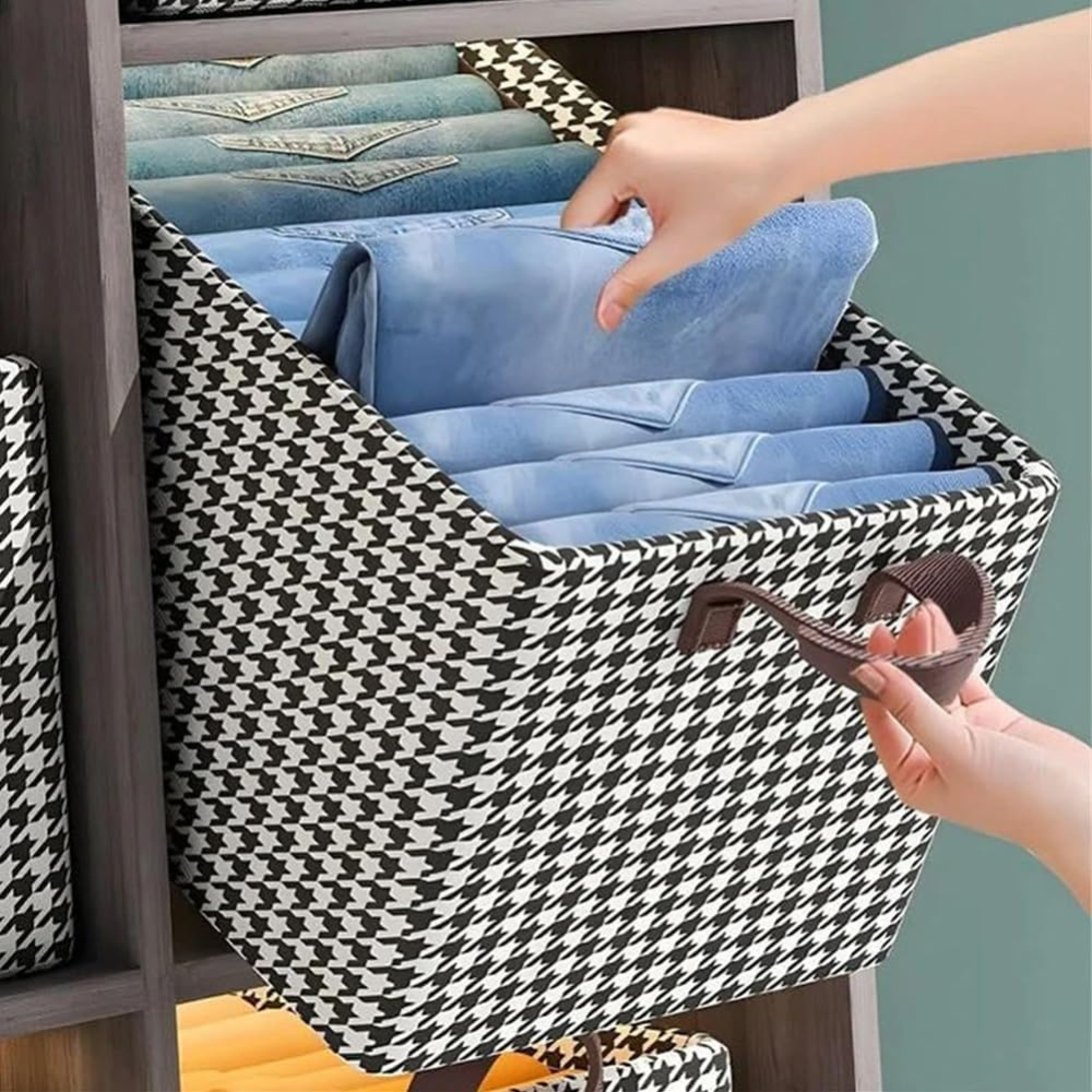 Clothes Storage Box, Compartmented, Closing Lid, Textile Material 