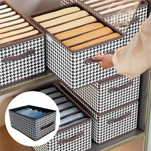 Clothes Storage Box, Compartmented, Closing Lid, Textile Material 
