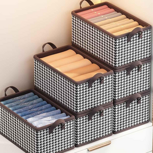 Clothes Storage Box, Compartmented, Closing Lid, Textile Material 