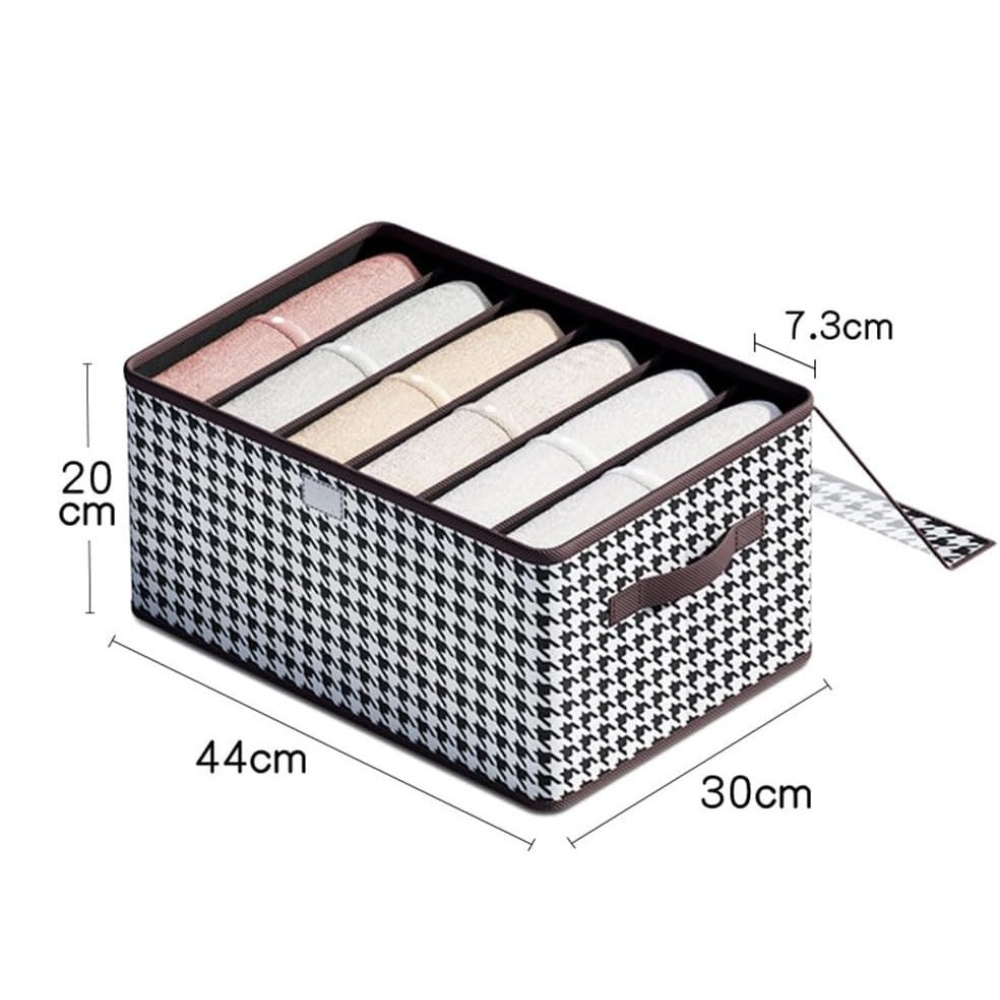 Clothes Storage Box, Compartmented, Closing Lid, Textile Material 