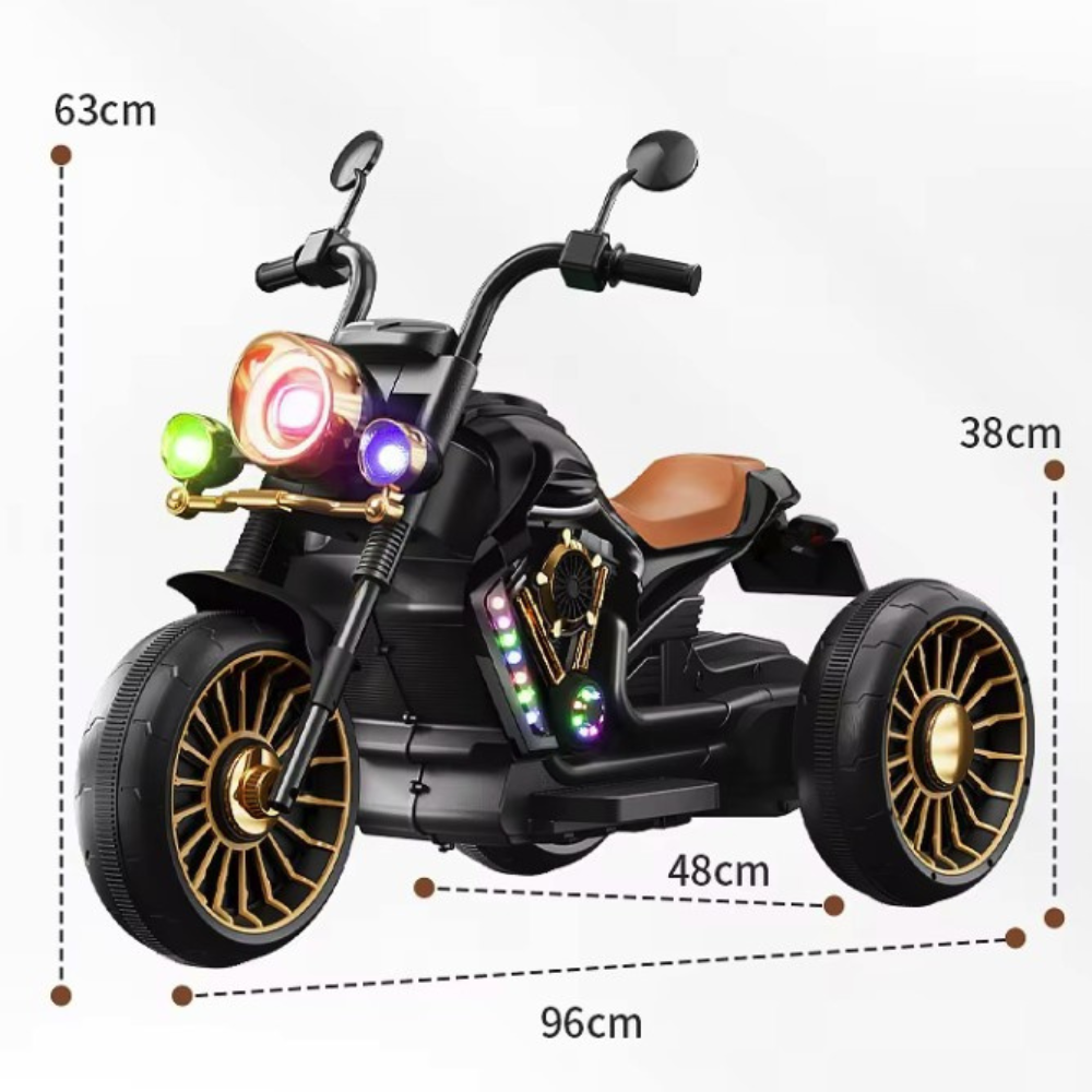 Electric Tricycle for Children, Remote Control, Two Batteries, Anti-Tipper System, Lights and Music, 6-8 Years