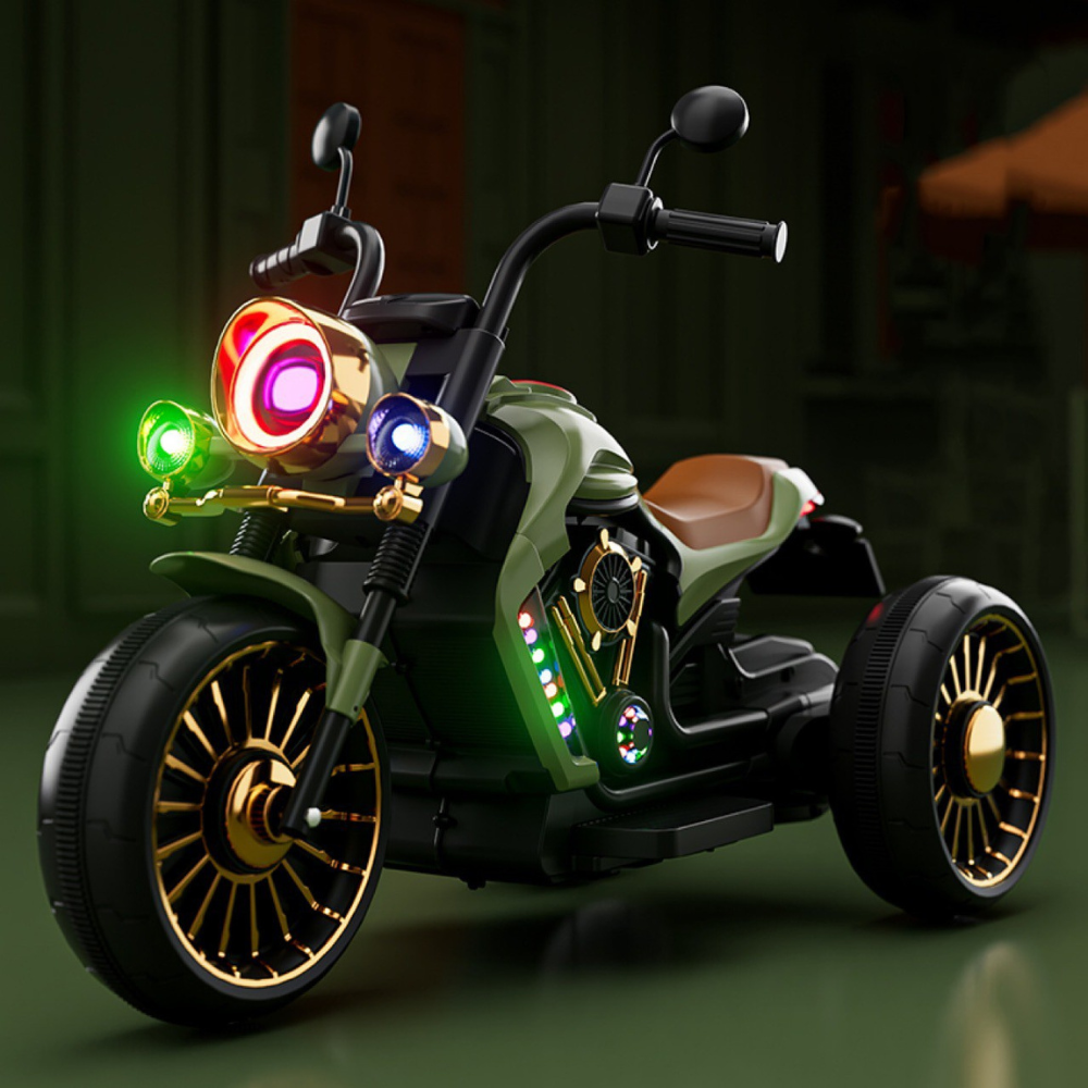 Electric Tricycle for Children, Remote Control, Two Batteries, Anti-Tipper System, Lights and Music, 6-8 Years
