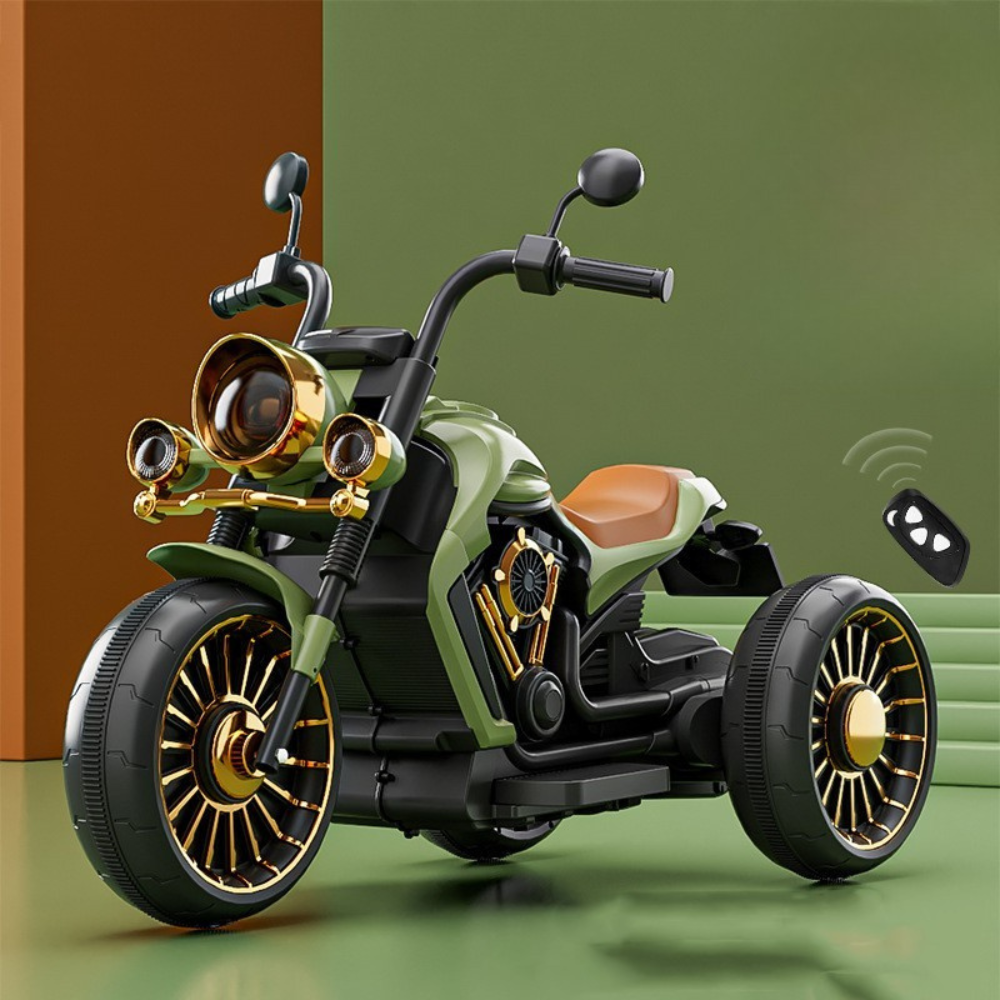 Electric Tricycle for Children, Remote Control, Two Batteries, Anti-Tipper System, Lights and Music, 6-8 Years