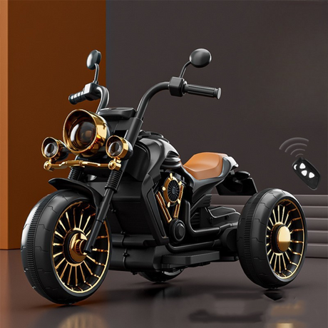 Electric Tricycle for Children, Remote Control, Two Batteries, Anti-Tipper System, Lights and Music, 6-8 Years