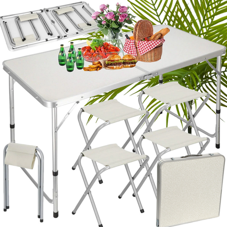 Set Masa Camping, Cu 4 Scaune, Model Pliabil, 120x60x70cm