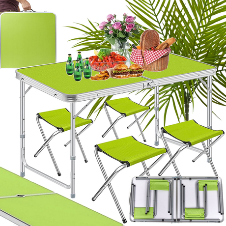 Set Masa Camping, Cu 4 Scaune, Model Pliabil, 120x60x70cm