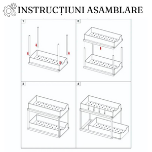 2-Tier Retractable Organizer Shelf, Fits Under Sink, Kitchen, Bathroom, Hooks Included, Plastic 