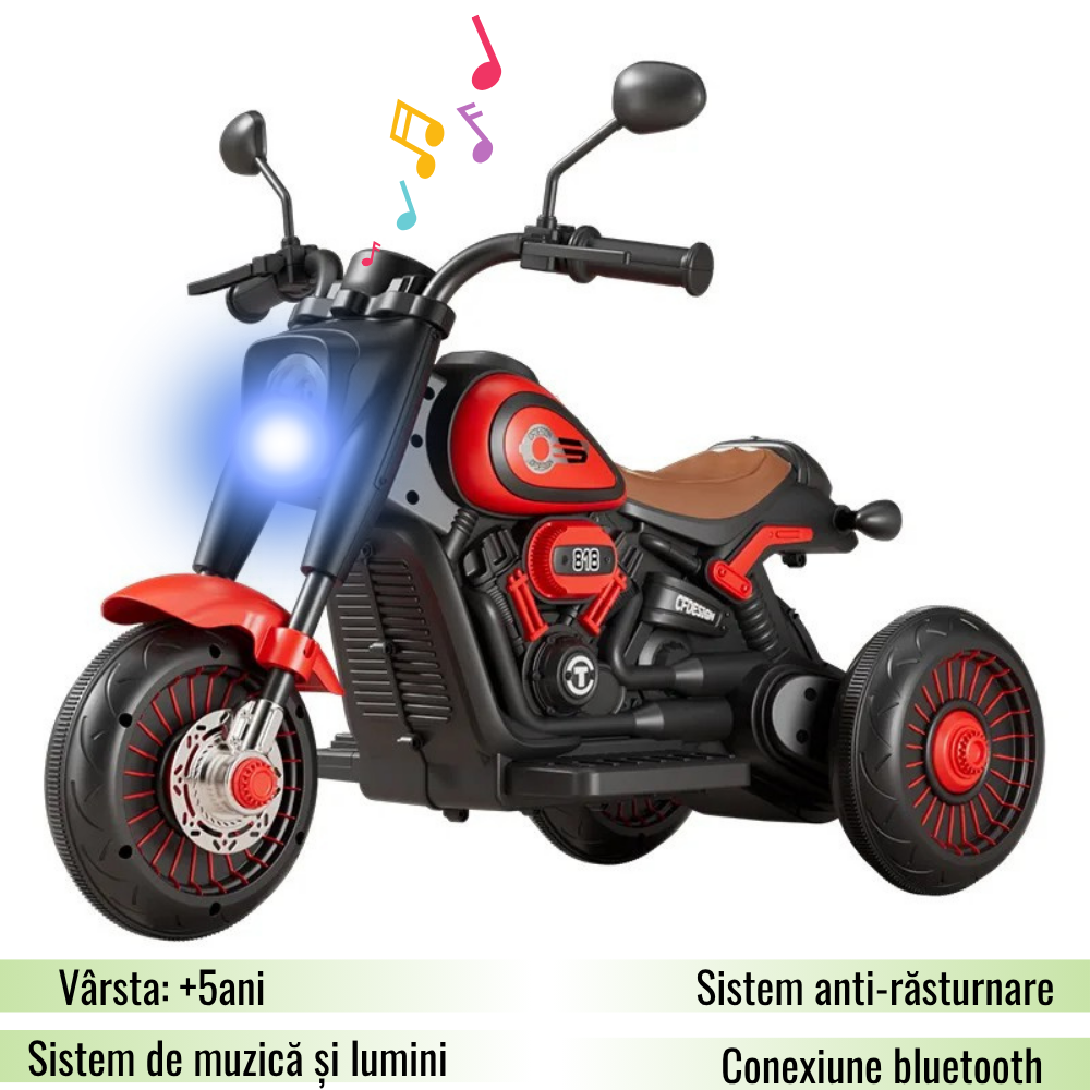 Electric Tricycle for Children, 6V Battery, Anti-Tipper System, Lights and Music, +5 Years
