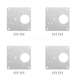 Set of 4 Flat Perforated Plates, for Hinges, Universal Model, High Strength, 20 Screws, Stainless Steel 