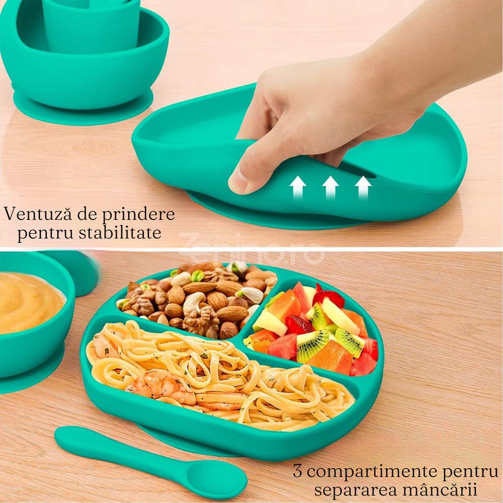 5-Piece Baby Feeding Set, Food Diversification, Bib, Cutlery, Plate, Bowl, Non-Toxic Silicone