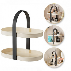 2-Tier Cosmetic Organizer Shelf, Plastic, Cream