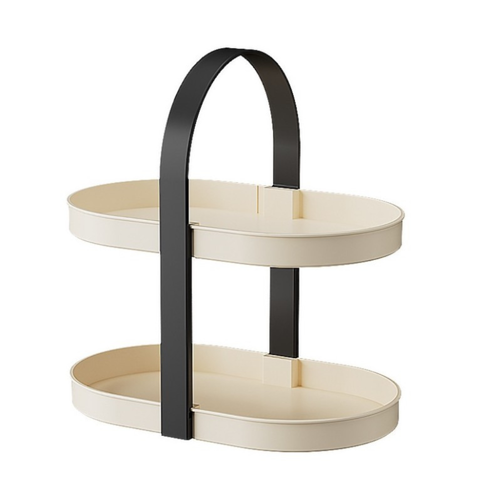 2-Tier Cosmetic Organizer Shelf, Plastic, Cream