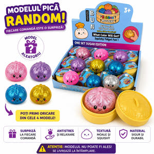 Jucarie Squishy Dumpling, Model cu Sclipici, Antistres Senzoriala, 5.5cm, Culoare Mix Surpriza