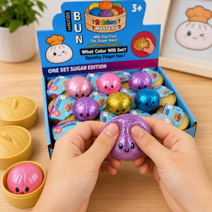 Jucarie Squishy Dumpling Needoh, Model cu Sclipici, Antistres Senzoriala, 5.5cm, Culoare Mix Surpriza