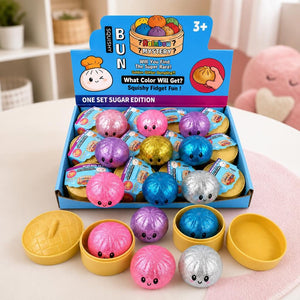 Jucarie Squishy Dumpling Needoh, Model cu Sclipici, Antistres Senzoriala, 5.5cm, Culoare Mix Surpriza