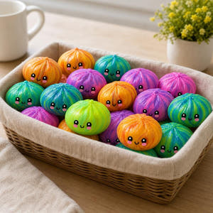 Jucarie Squishy Dumpling, Model Fosforescent, Antistres Senzoriala, 8.5cm, Culoare Mix Surpriza