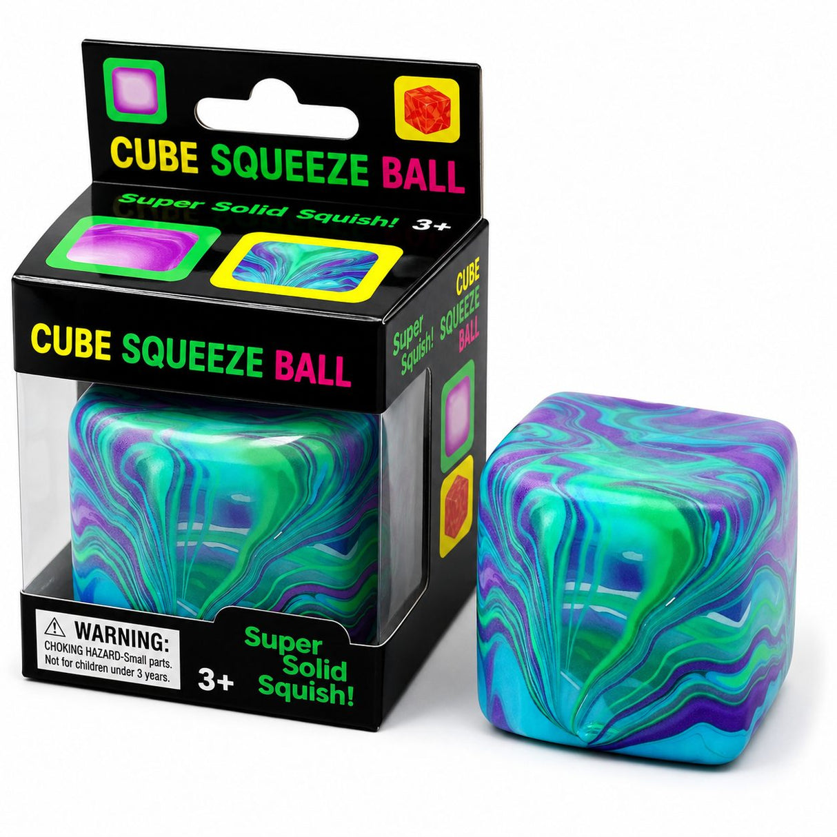 Jucarie Squishy tip Needoh, Forma Cub, Model Linii Flow din Maltoza, Antistres Senzoriala, 5x5cm