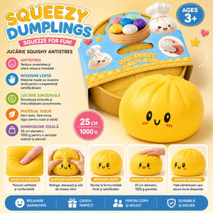 Jucarie Squishy Dumpling, Model Gigant, Antistres Senzoriala, 25cm