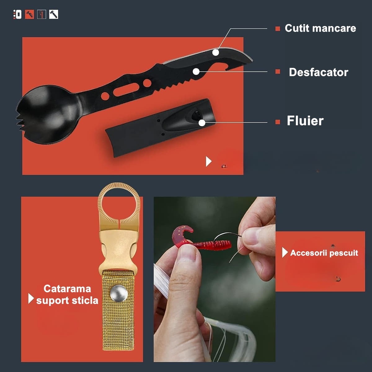 Kit Supravietuire cu Borseta, Lopata, Lanterna, Folie Izoterma, Multifunctional