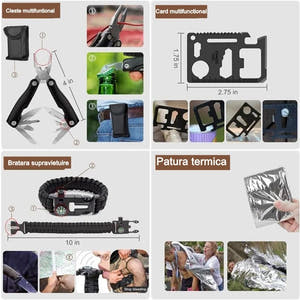 Kit Supravietuire cu Ghiozdan, 42 Piese, Echipament Prim-Ajutor, Multifunctional