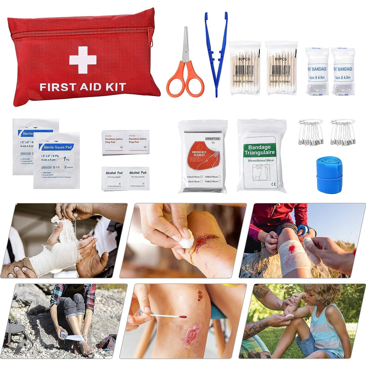 Kit Supravietuire cu Ghiozdan, 40 Piese, Echipament Prim-Ajutor, Multifunctional