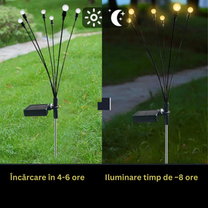 Solar Firefly Lamp, 6 Bulbs, for Garden, IP65, Ground Mount, 8h Battery Life, Height 70 cm, Black