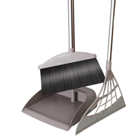 Cleaning Set, Broom, Dustpan with Tail, Silicone Broom, For Household Use, Plastic/Steel, Durable, Resistant, 90cm/72cm/100cm