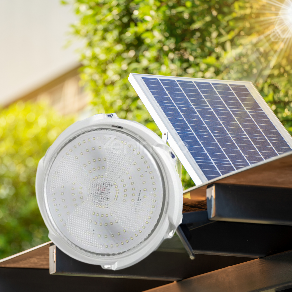 LED Ceiling Light, with Solar Panel, Power 30W-500W, Remote Control, Motion Sensor, PVC, Cold White Light