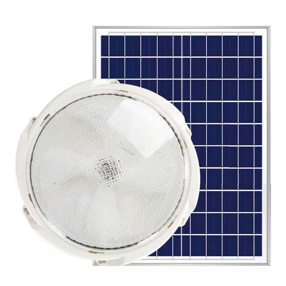 LED Ceiling Light, with Solar Panel, Power 30W-500W, Remote Control, Motion Sensor, PVC, Cold White Light