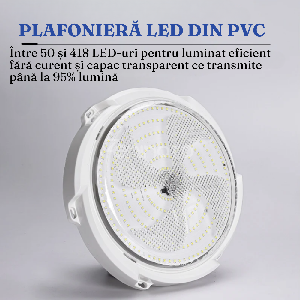 LED Ceiling Light, with Solar Panel, Power 30W-500W, Remote Control, Motion Sensor, PVC, Cold White Light
