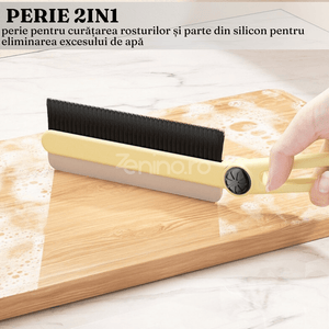 2in1 Cleaning Brush, for Narrow Spaces, Grout Cleaning, Rotating End, 24.7x4.5cm, White/Cream