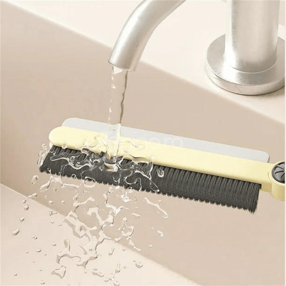 2in1 Cleaning Brush, for Narrow Spaces, Grout Cleaning, Rotating End, 24.7x4.5cm, White/Cream