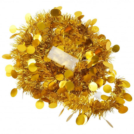Christmas Tinsel, with LED Lights, Circle Pattern, 2m x 5cm, Blue, Silver, Gold