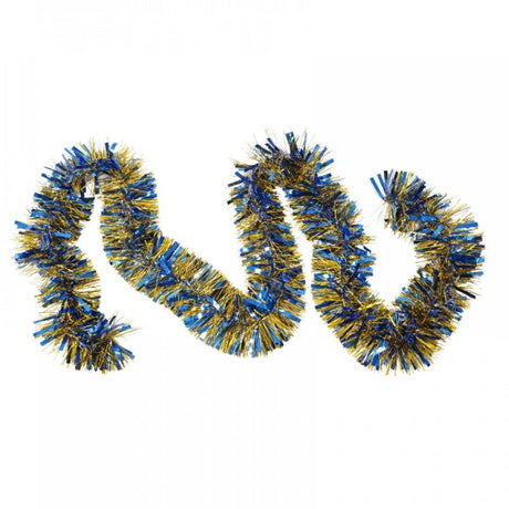 Christmas Tinsel, Two-Tone, 2m x 11cm x 9cm, Green/Gold, Blue/Gold