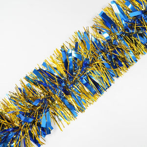 Christmas Tinsel, Two-Tone, 2m x 11cm x 9cm, Green/Gold, Blue/Gold