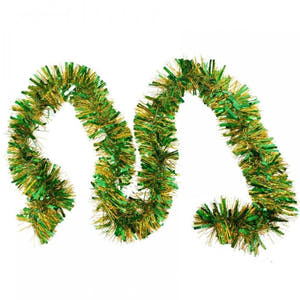 Christmas Tinsel, Two-Tone, 2m x 11cm x 9cm, Green/Gold, Blue/Gold
