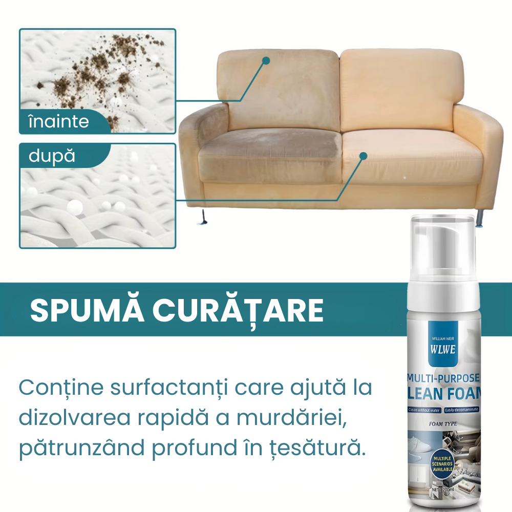 Spuma Curatare Multisuprafete, Incaltaminte, Tapiterie, Covoare, Reimprospatare