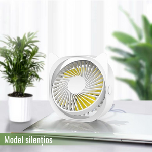Mini Desk Fan, 3 Speeds, 360 Rotation, USB Charging