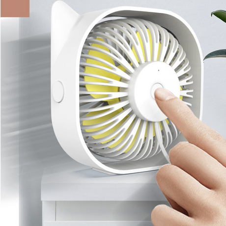 Mini Desk Fan, 3 Speeds, 360 Rotation, USB Charging