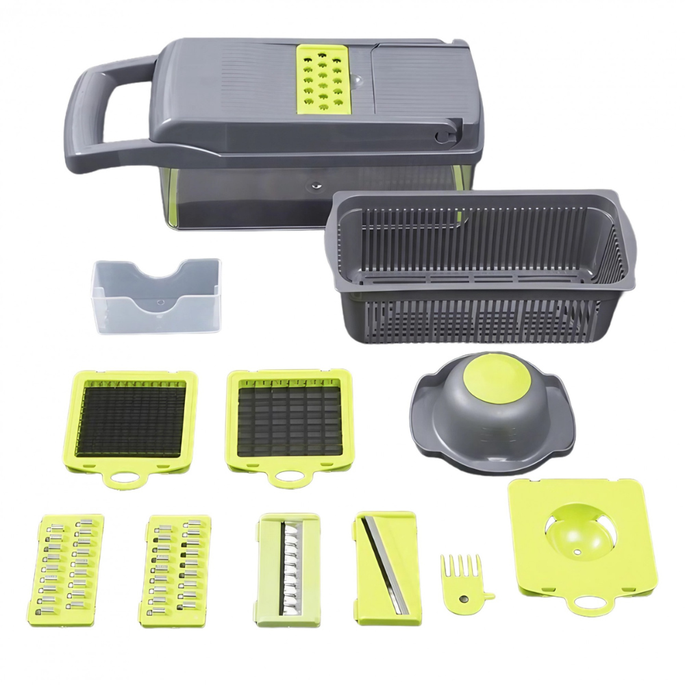 Multifunctional Slicer, 10 Pieces, for Fruits, Vegetables, Egg Separator, Storage Container