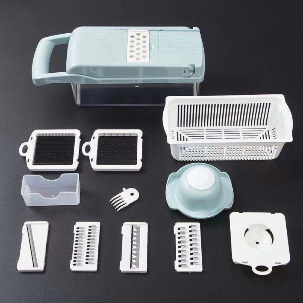 Multifunctional Slicer, 10 Pieces, for Fruits, Vegetables, Egg Separator, Storage Container