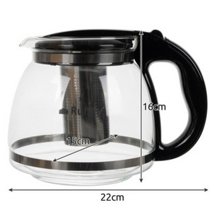 Kettle with Infuser, 2L, Heat-Resistant Glass, Grip Handle, Transparent