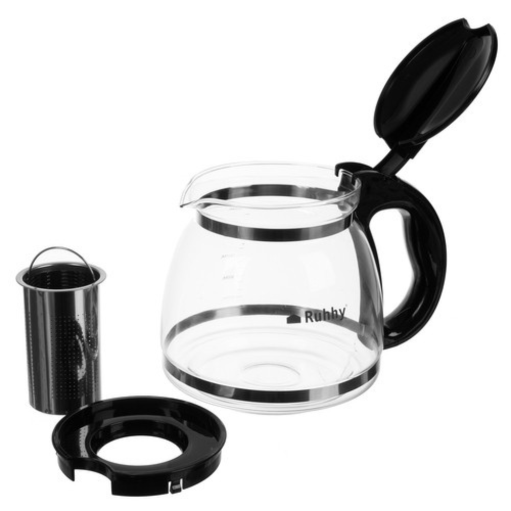 Kettle with Infuser, 2L, Heat-Resistant Glass, Grip Handle, Transparent