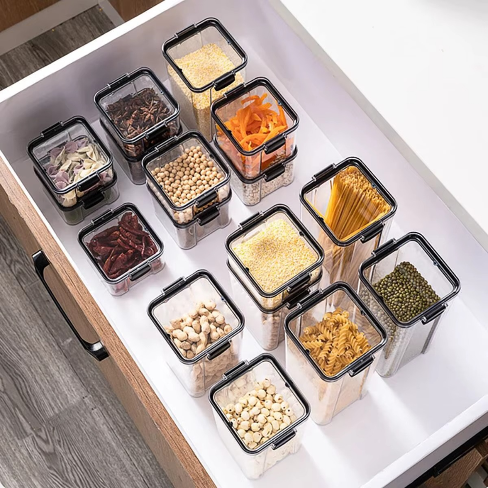 Food Storage Container, Capacity 460-1800ml, Airtight Seal, Plastic