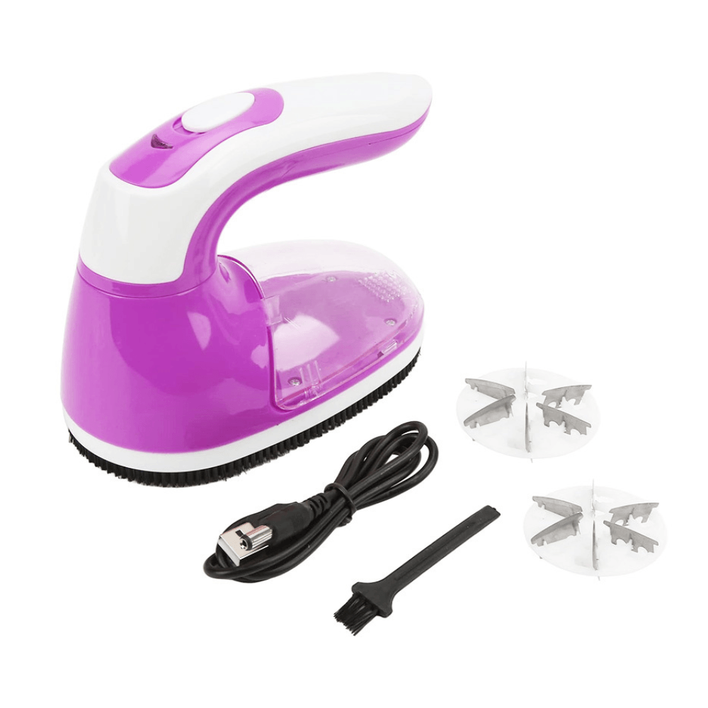 Lint Remover, 5W Power, Suitable for Clothes, Sofa, 6 Cutting Blades, USB Charging, Purple/Pink