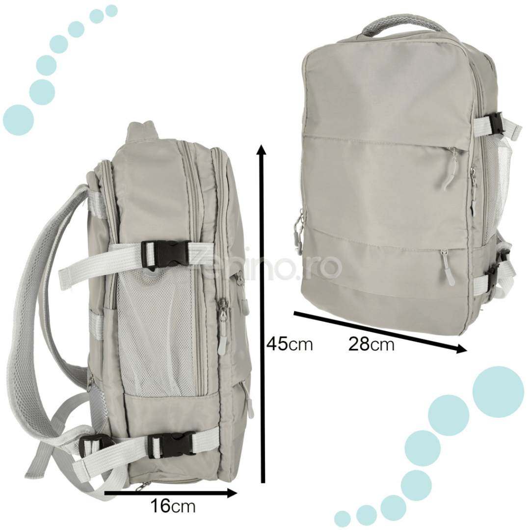 Travel Backpack, 3-4 Compartments, Waterproof Material, Additional Pockets, Expandable to 36 L, Polyester